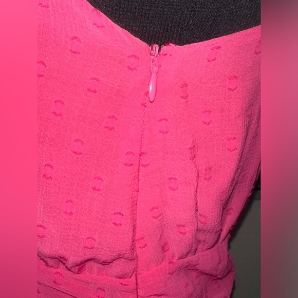 CHELSEA 28 Swiss Dot One Shoulder Pink Rouge Midi Dress Size S - Picture 5 of 8